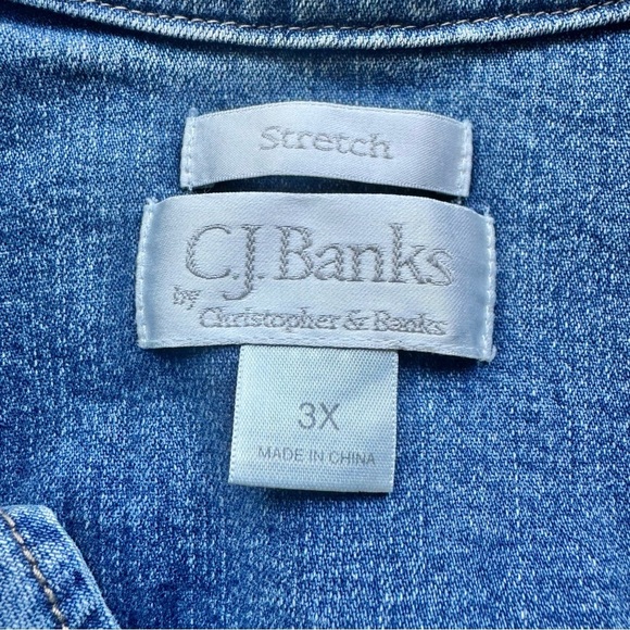 C.J  BANKS JEANS JACKET STRETCH JEANS COAT Y2K PLUS SIZE WOMEN SIZE 3X - Picture 10 of 16
